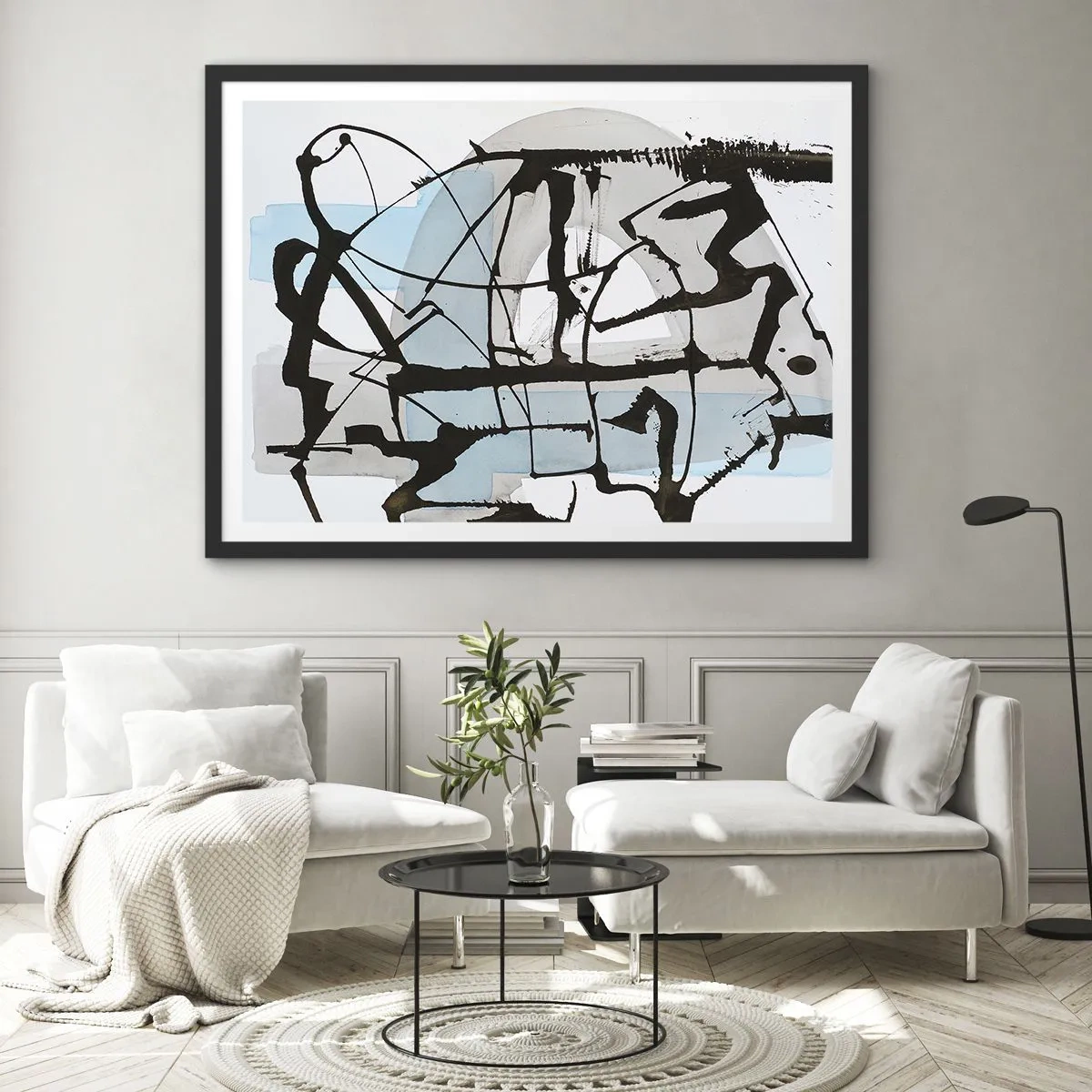 Plakat i sort ramme - Ikke desto mindre blå - 100x70 cm