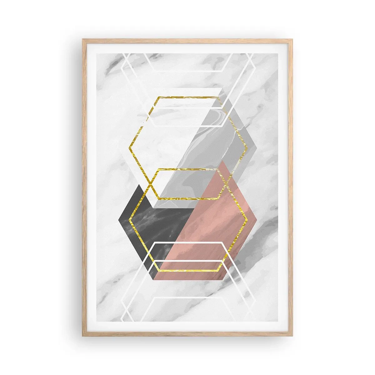 Plakat i ramme af lyst egetræ - Kædesammensætning - 70x100 cm
