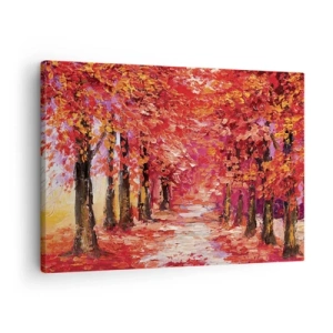 Lærredstryk - Billede på lærred - En malerisk gyde i efterårsfarver i impressionistisk stil - 70x50cm - Efterårets indtryk - Moderne vægdekoration til stue og soveværelse ARTTOR