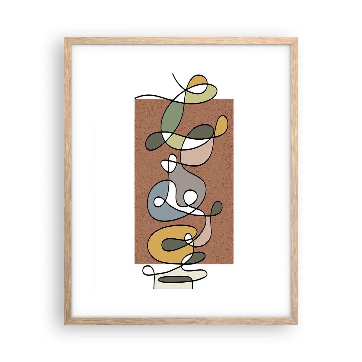 Plakat i ramme af lyst egetræ - En abstraktion, der er værd at smile over - 40x50 cm