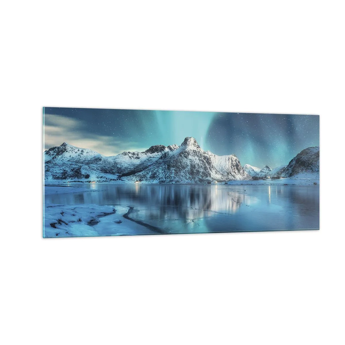 Billede på glas - Nat med lys - 100x40 cm