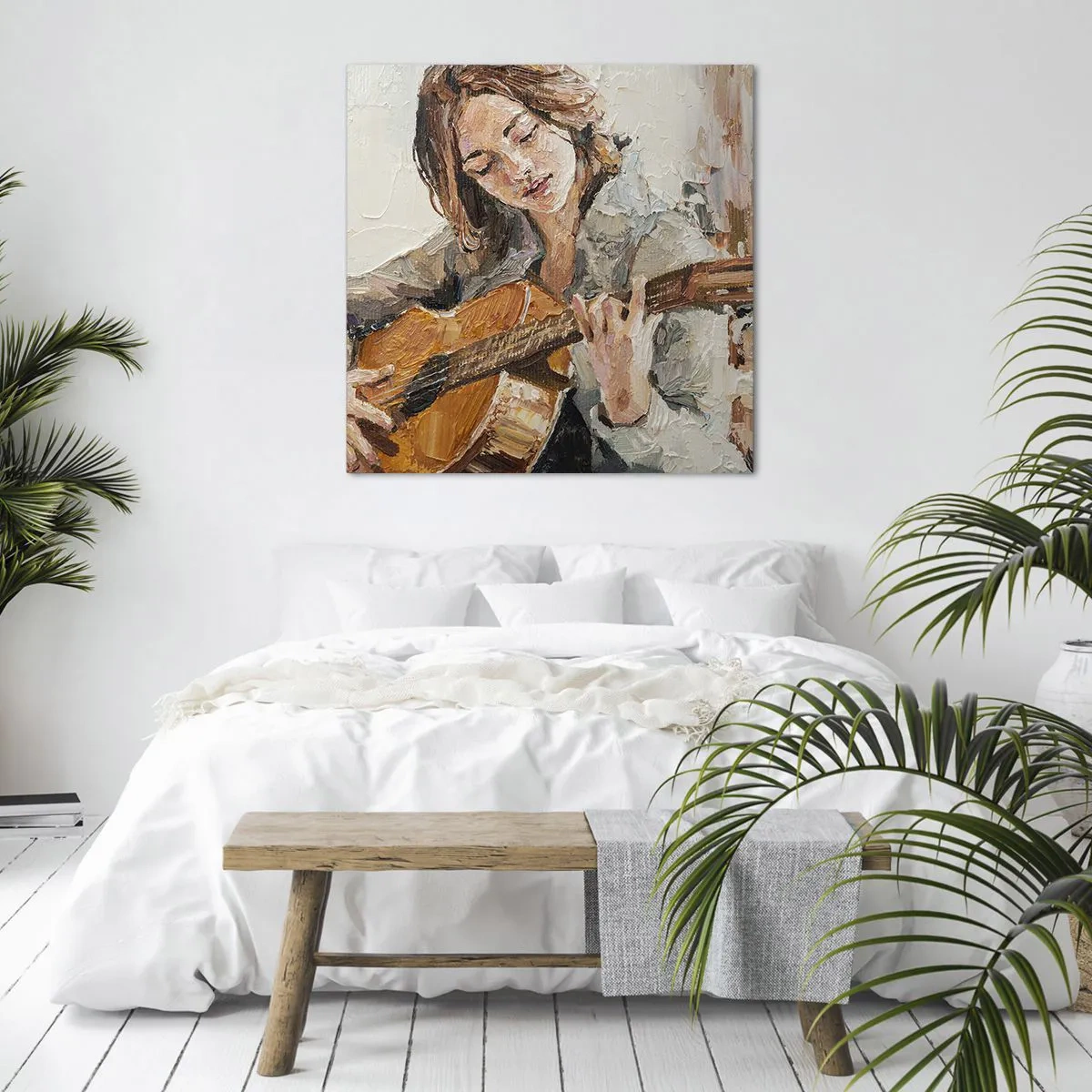 Lærredstryk - Billede på lærred - Koncert for guitar og et pigehjerte - 30x30 cm