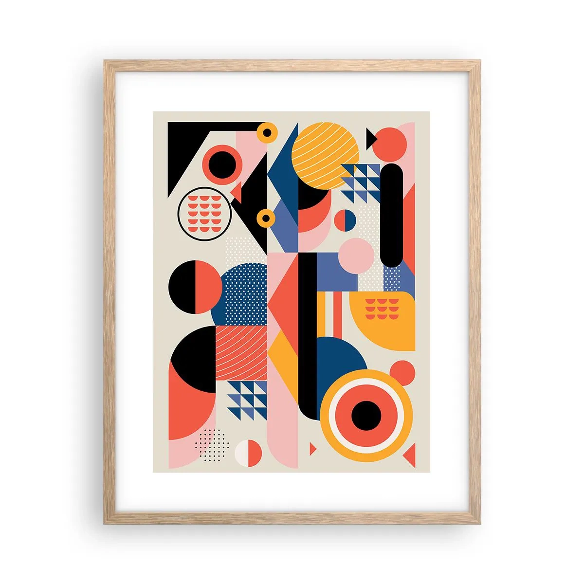 Plakat i ramme af lyst egetræ - Komposition: Leg - 40x50 cm