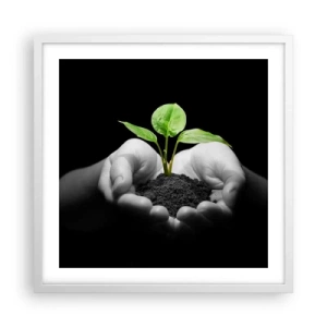 Plakat i hvid ramme - Jeg elsker naturen, jeg beskytter den - 50x50 cm