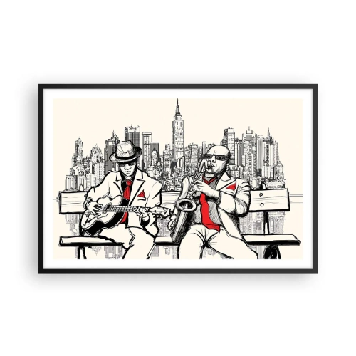 Plakat i sort ramme - New York improvisation - 91x61 cm