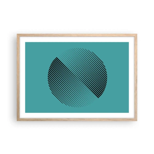 Plakat i ramme af lyst egetræ - Cirklen - en geometrisk variation - 70x50 cm