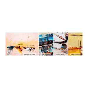 Prøve Fototapet Premium Canvas - En aften i havnen - Både, Sejlbåde, Stykke - 100x30 cm