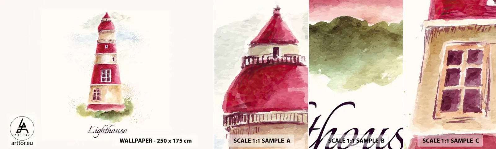 Prøve Fototapet Selvklæbende Deluxe Sticker - Altid vejret omkring - Fyrtårn, Ved havet, Hav - 100x30 cm