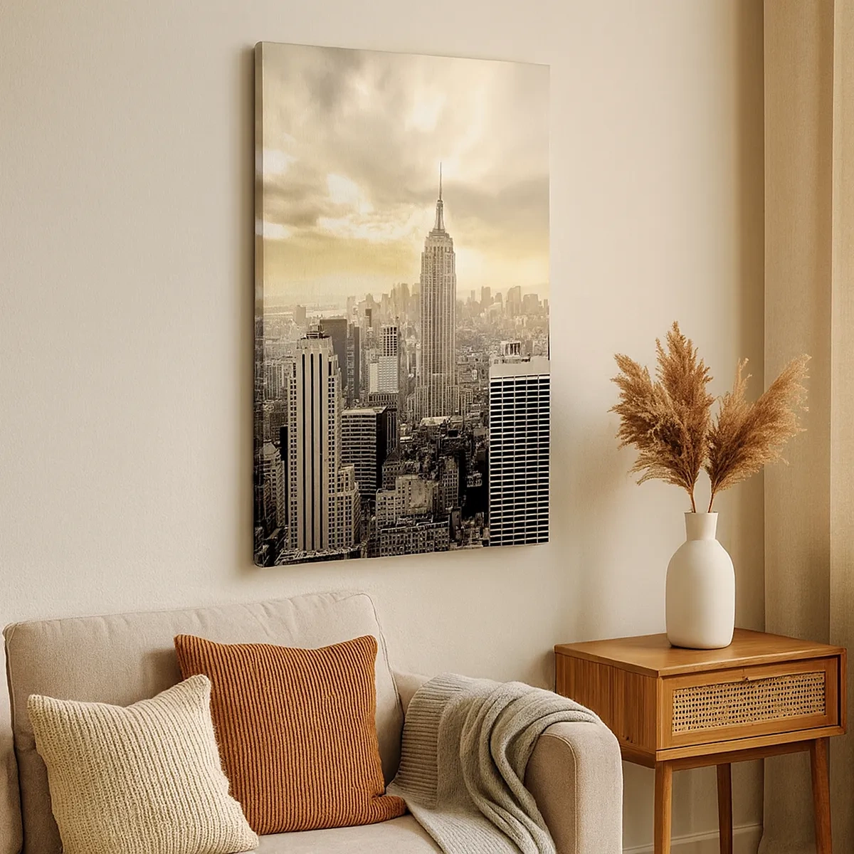 Lærredstryk - Billede på lærred - New York vævet af grå - 50x70 cm