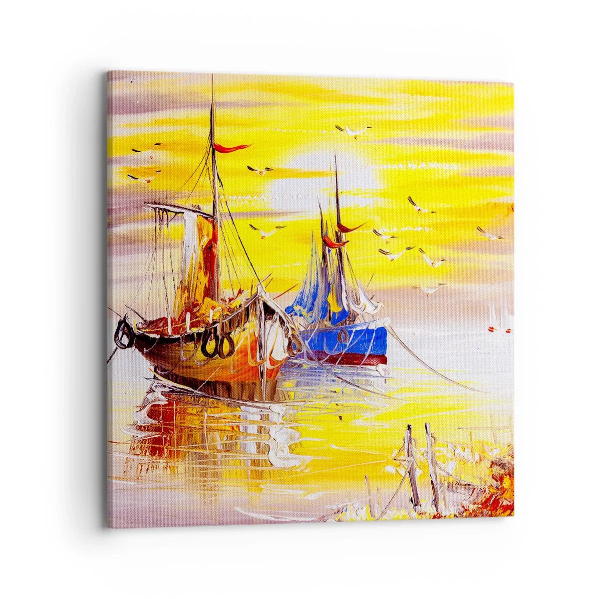 Lærredstryk - Billede på lærred - Et velfortjent hvil i havnen - 70x70 cm