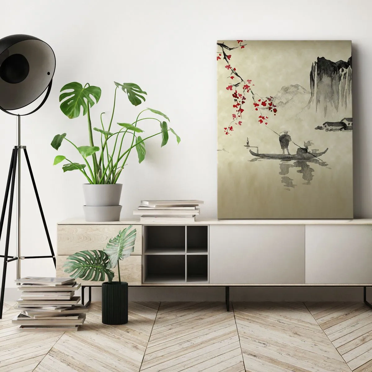 Lærredstryk - Billede på lærred - I kirsebærblomsternes land - 70x100 cm