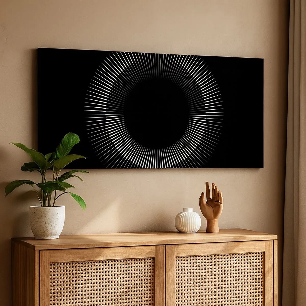 Lærredstryk - Billede på lærred - Sort sol - 100x40 cm