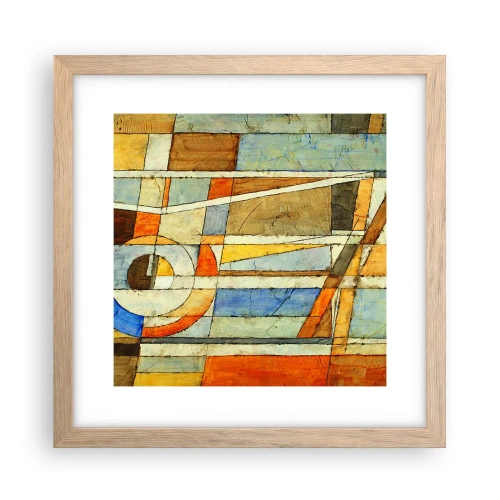 Plakat i ramme af lyst egetræ - Kubisme på en byggeplads - 30x30 cm