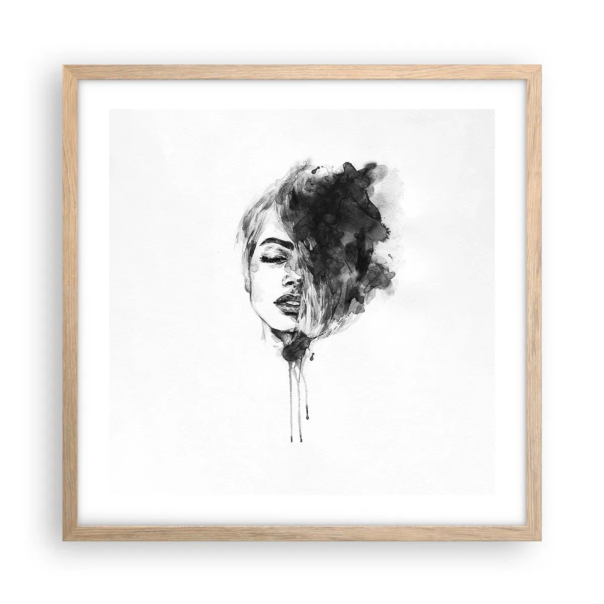 Plakat i ramme af lyst egetræ - Hvad piger drømmer om - 50x50 cm