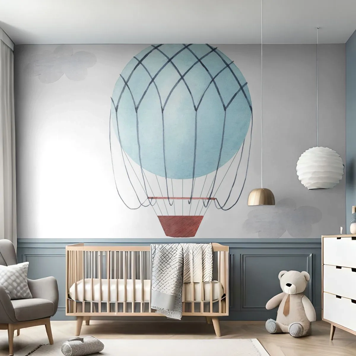 Fototapet Premium Sand - Alt i skyerne - Børns, Ballon, Minimalisme - 100x70 cm