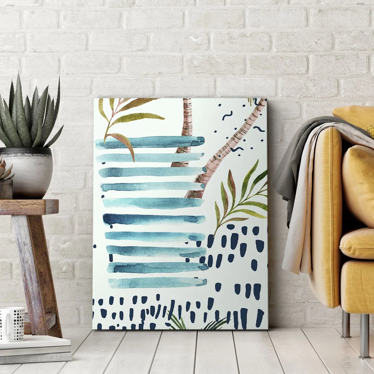 Lærredstryk - Billede på lærred - Ferie under palmerne - 65x120 cm