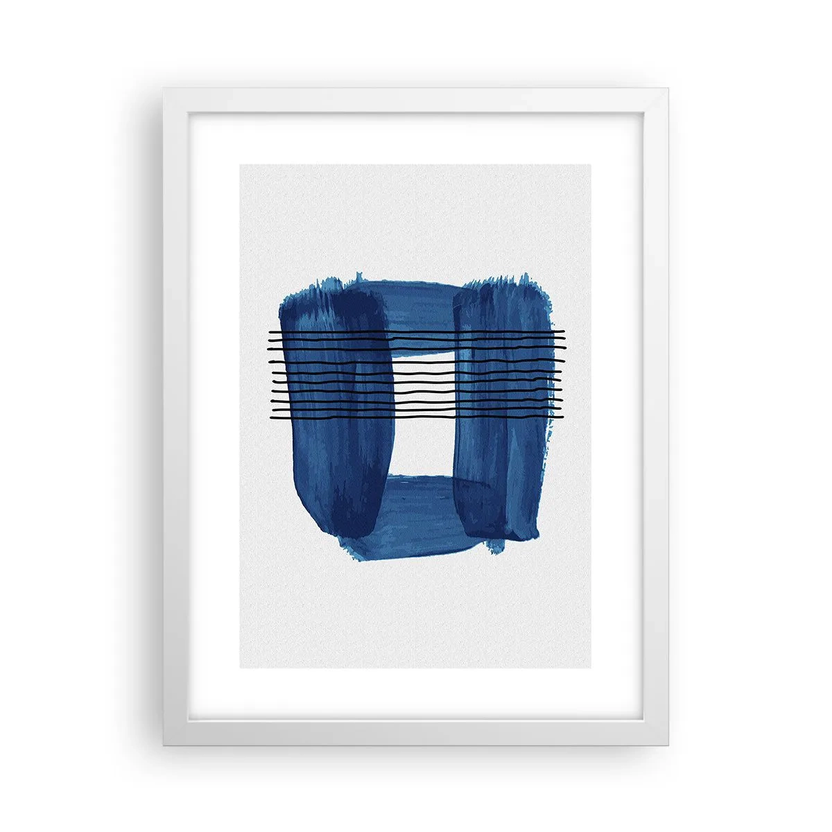 Plakat i hvid ramme - Blå-sort sammensætning - 30x40 cm