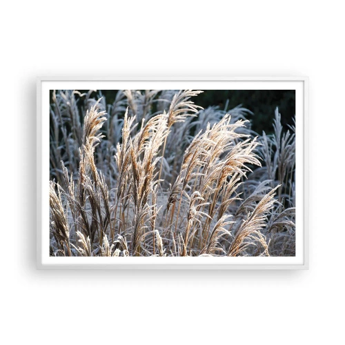 Plakat i hvid ramme - Pyntet med frost - 100x70 cm