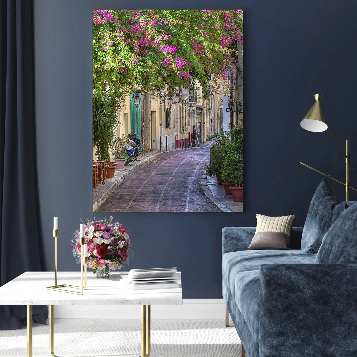 Billede på glas - En blomstrende gyde - 50x70 cm