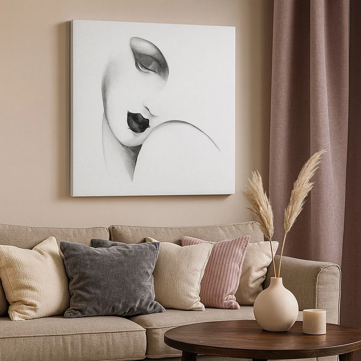 Lærredstryk - Billede på lærred - I Lempickas stil - 30x30 cm