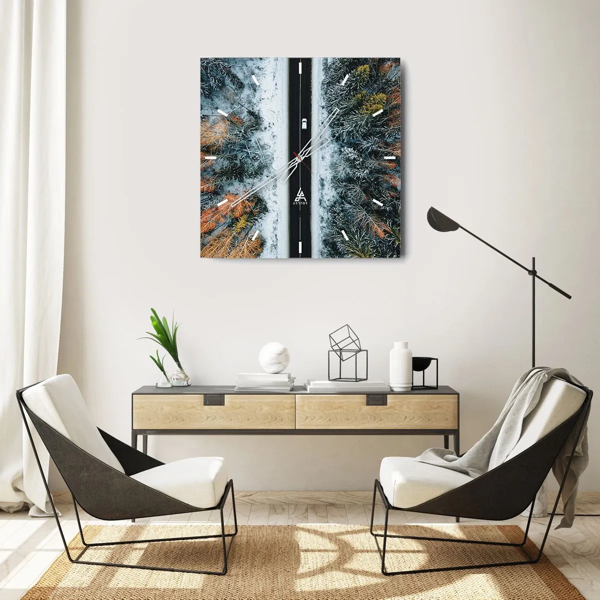 Vægur, Uret - Skær gennem vinterskoven - 40x40 cm