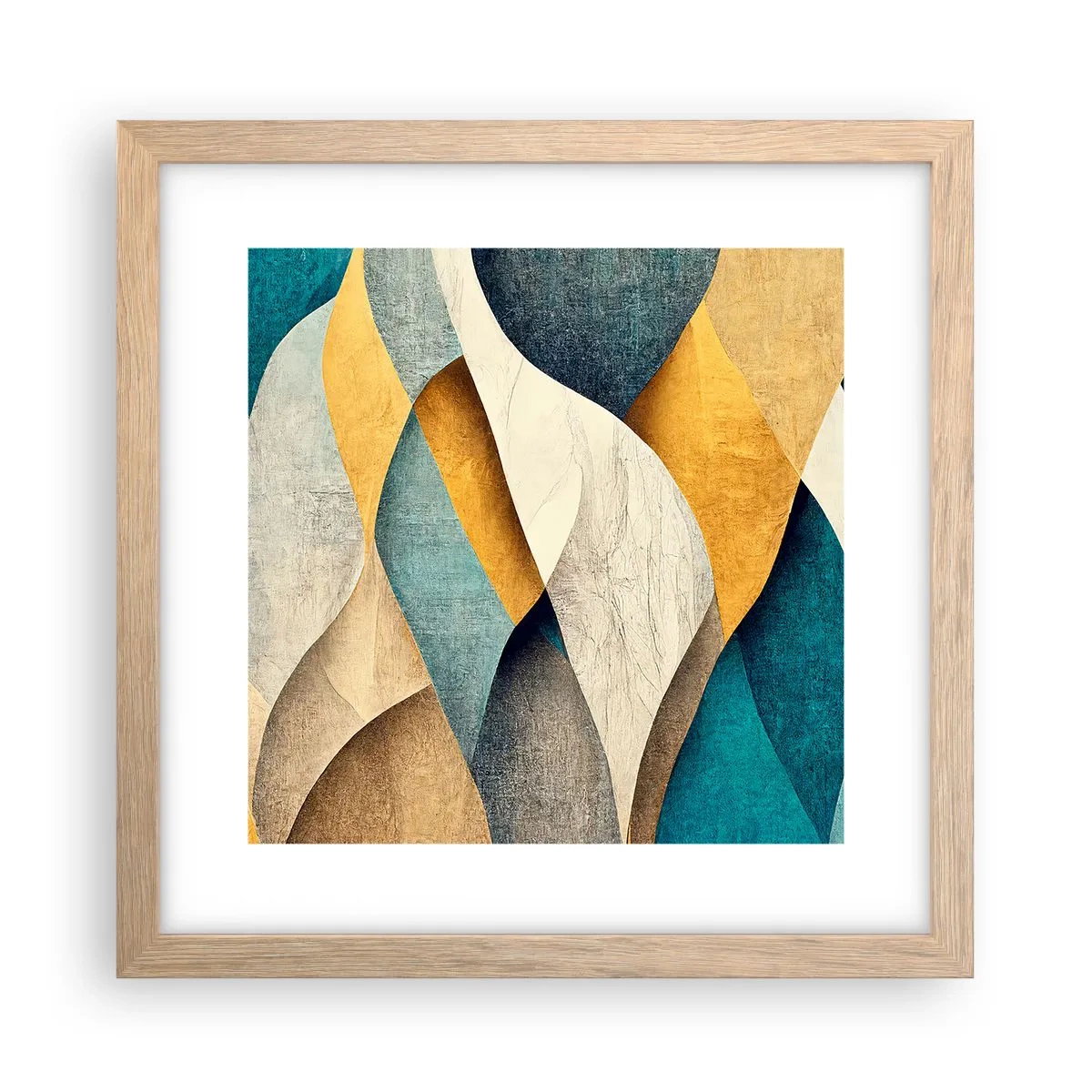 Plakat i ramme af lyst egetræ - Rytme og bølger - 30x30 cm