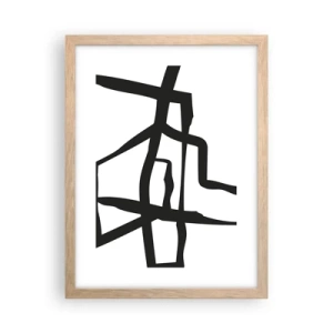 Plakat i ramme af lyst egetræ - Sort og hvid konstruktion - 30x40 cm