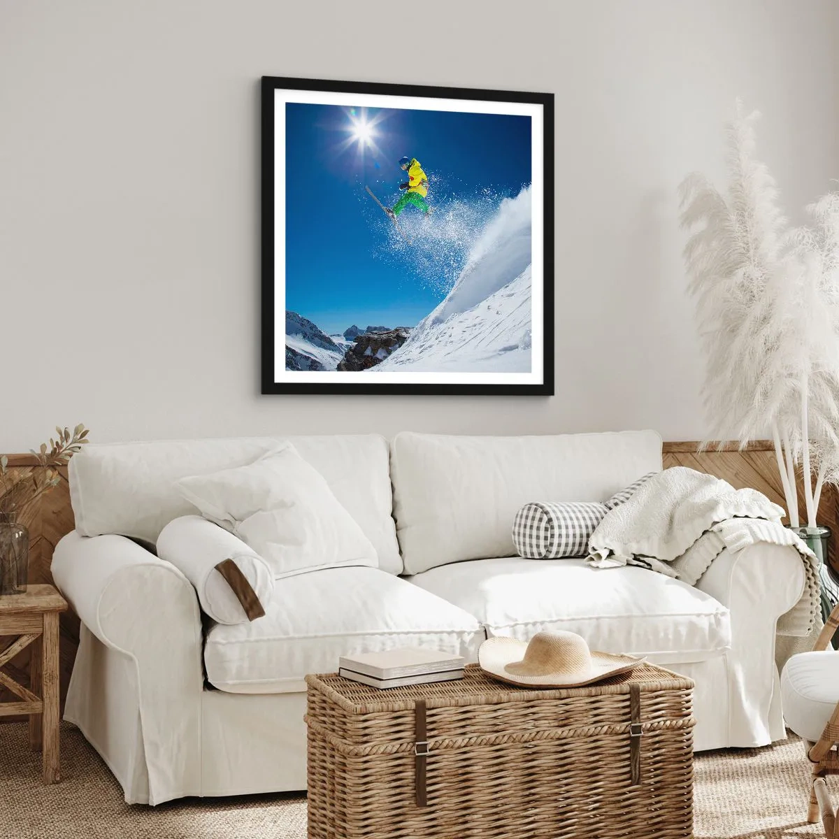 Plakat i sort ramme - Danser med bjergene - 60x60 cm