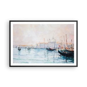 Plakat i sort ramme - Bag vandet, bag tågen, bag tågen - 91x61 cm