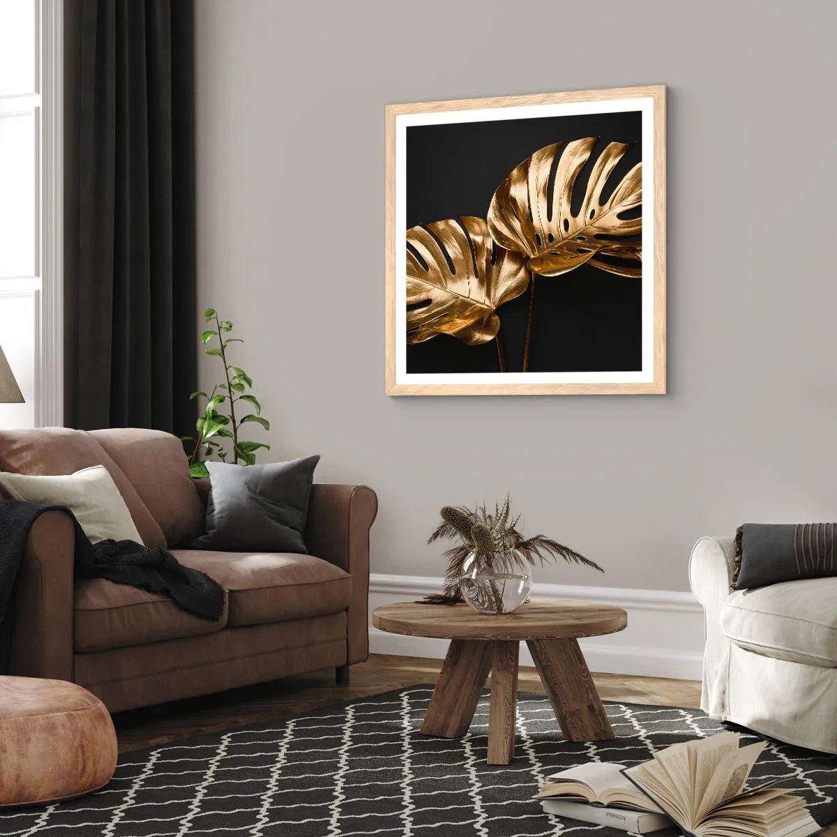 Plakat i ramme af lyst egetræ - Naturens skatte - 50x50 cm