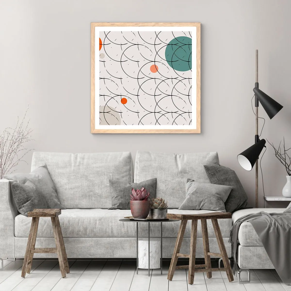 Plakat i ramme af lyst egetræ - I popkunstens ånd - 30x30 cm