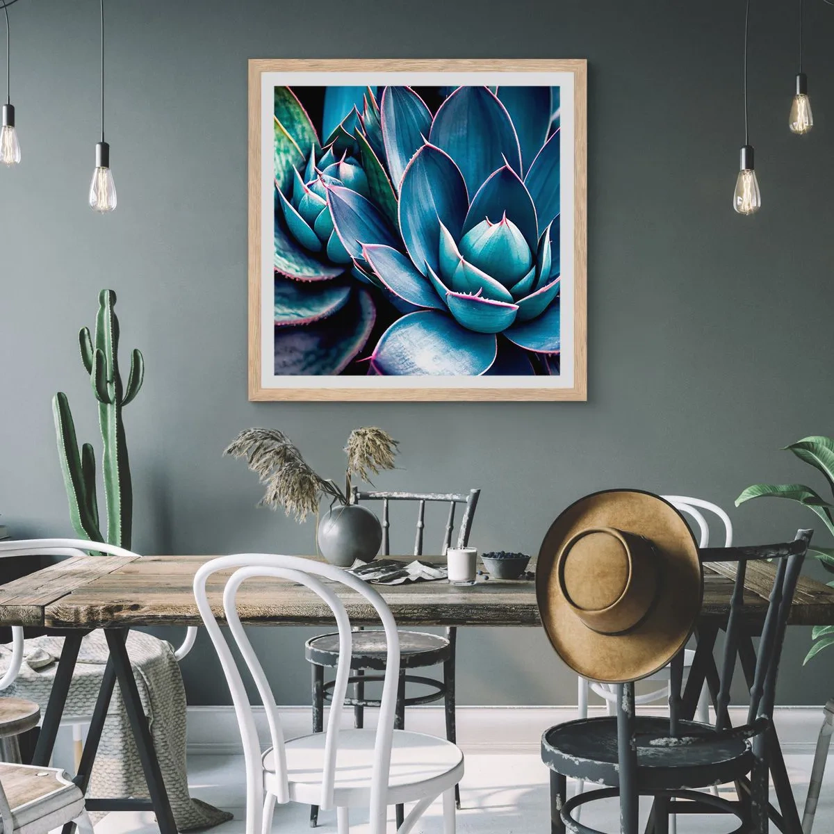 Plakat i ramme af lyst egetræ - Vital kraft - 40x40 cm