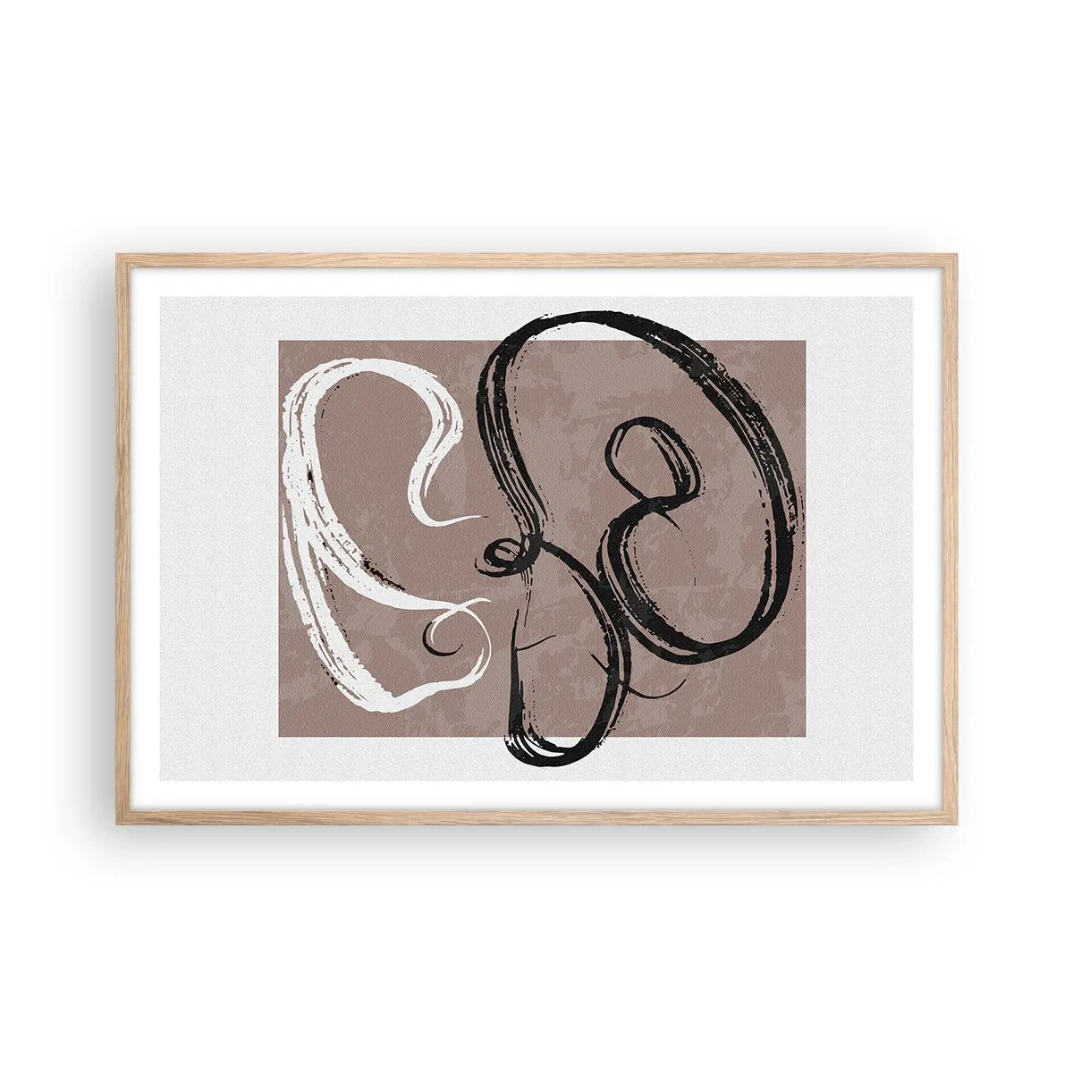 Plakat i ramme af lyst egetræ - Komposition - en søgen efter fuldstændighed - 91x61 cm