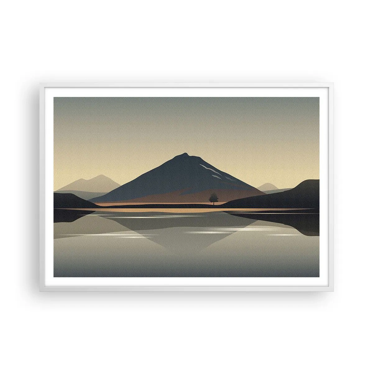 Plakat i hvid ramme - Spejlrefleksion - 100x70 cm