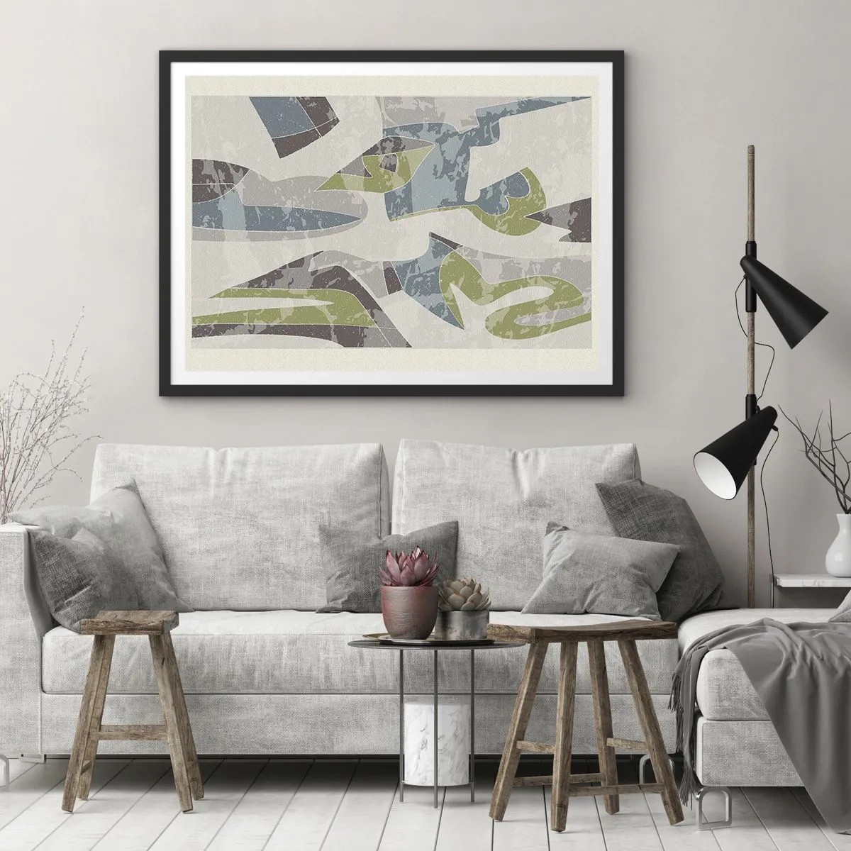 Plakat i sort ramme - Komposition bag glas - 70x50 cm