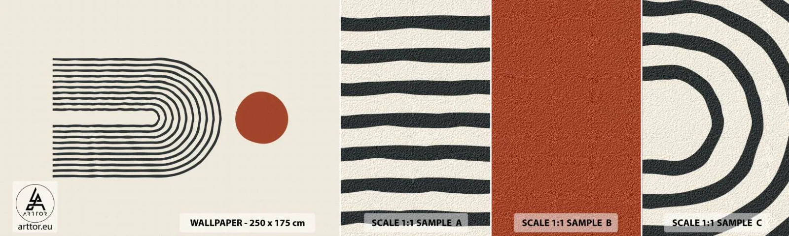 Fototapet Prøve Standard Eco - Magnetisme af former og farver - Abstraktion, Grafik, Moderne mønster - 100x30 cm