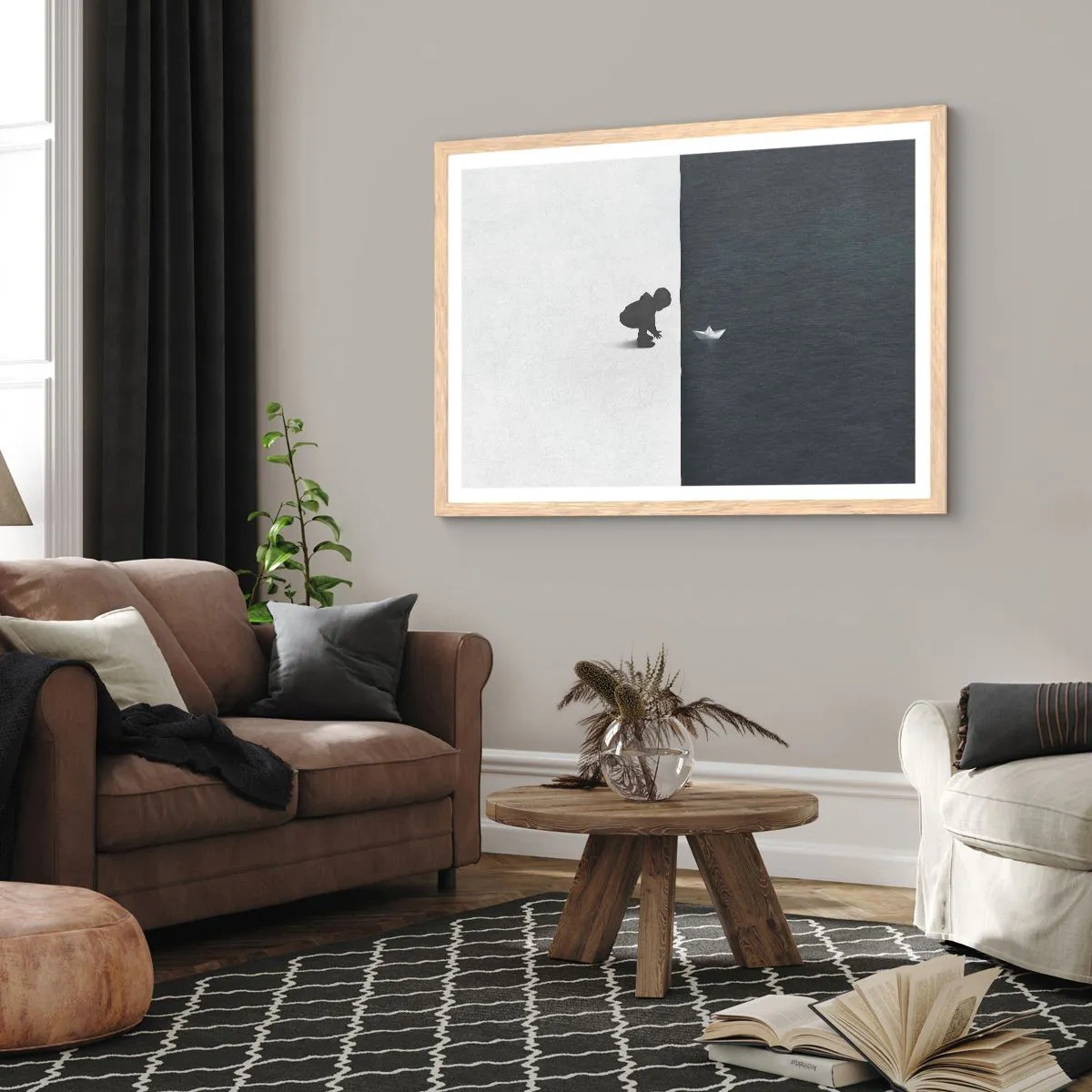 Plakat i ramme af lyst egetræ - Stor ekspedition - 91x61 cm