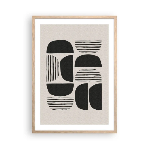 Plakat i ramme af lyst egetræ - Halvhjertede arrangementer - 50x70 cm
