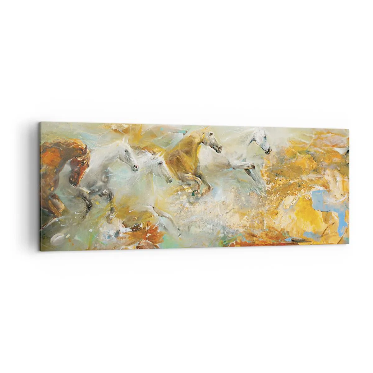 Lærredstryk - Billede på lærred - Galopperer gennem lyset - 140x50 cm