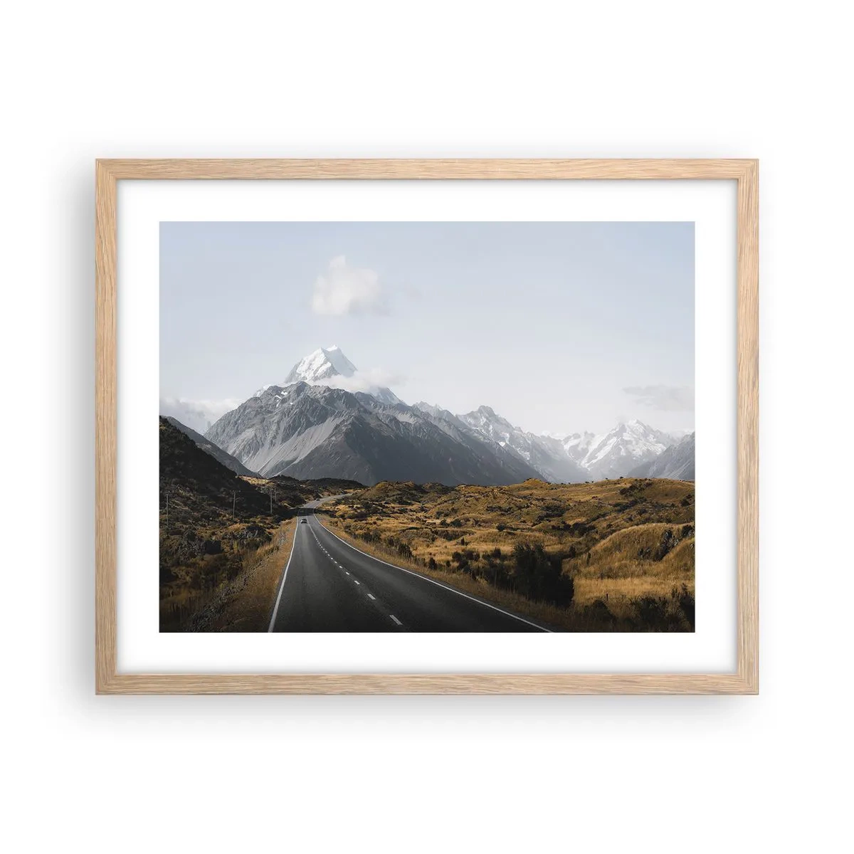 Plakat i ramme af lyst egetræ - Vejen til hjerte - 50x40 cm