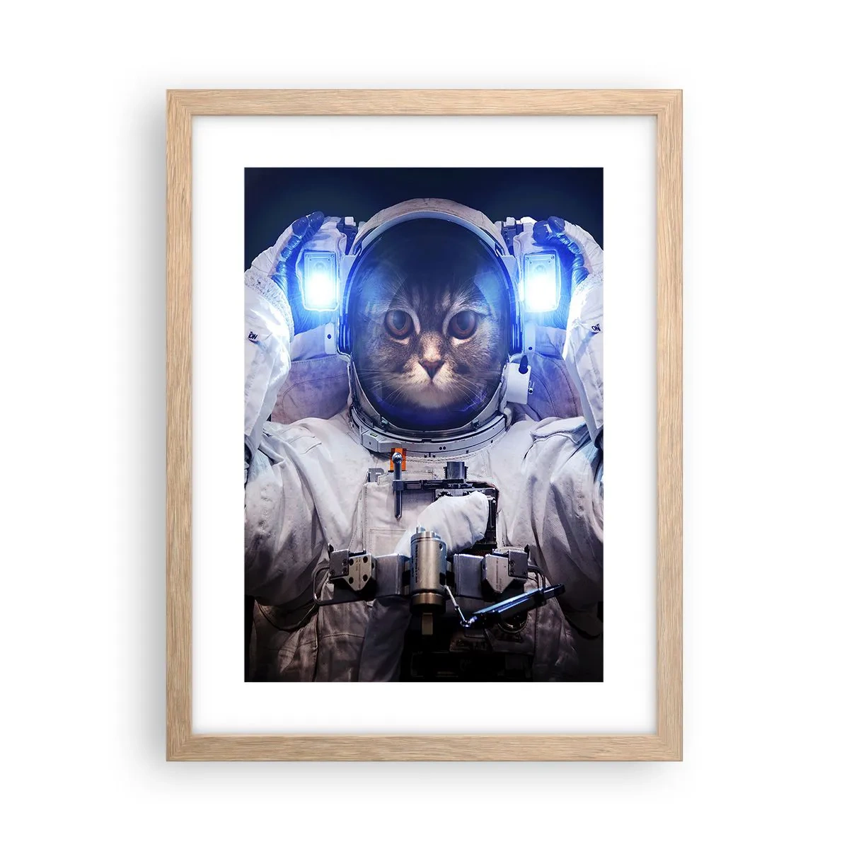 Plakat i ramme af lyst egetræ - Houston, I har et problem - 30x40 cm