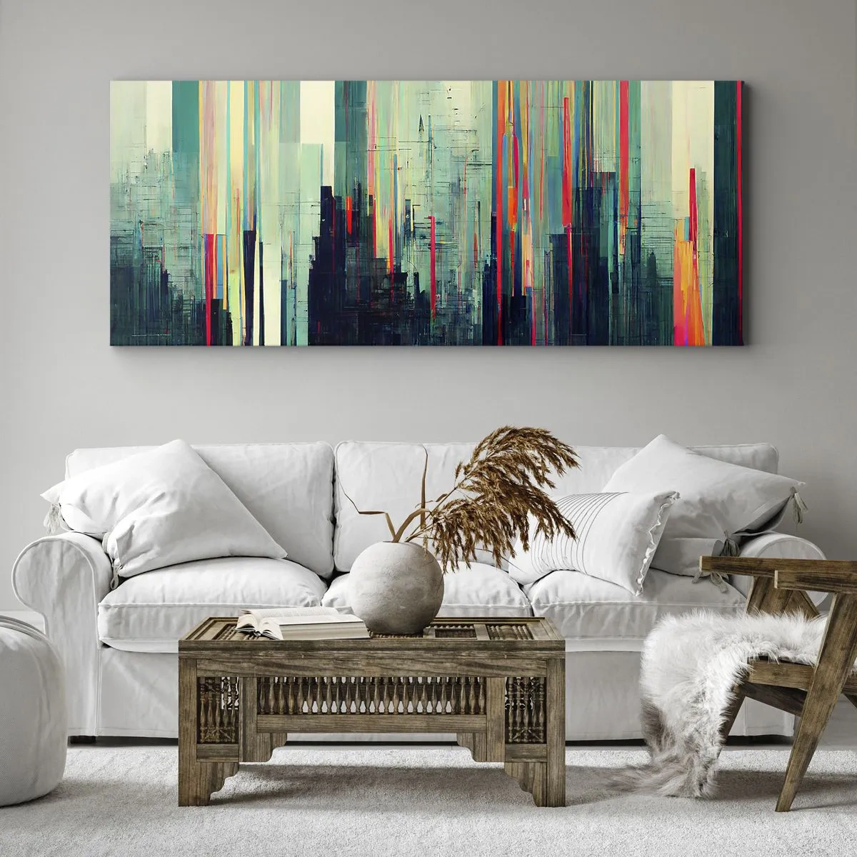 Lærredstryk - Billede på lærred - Futuristisk by - 100x40 cm