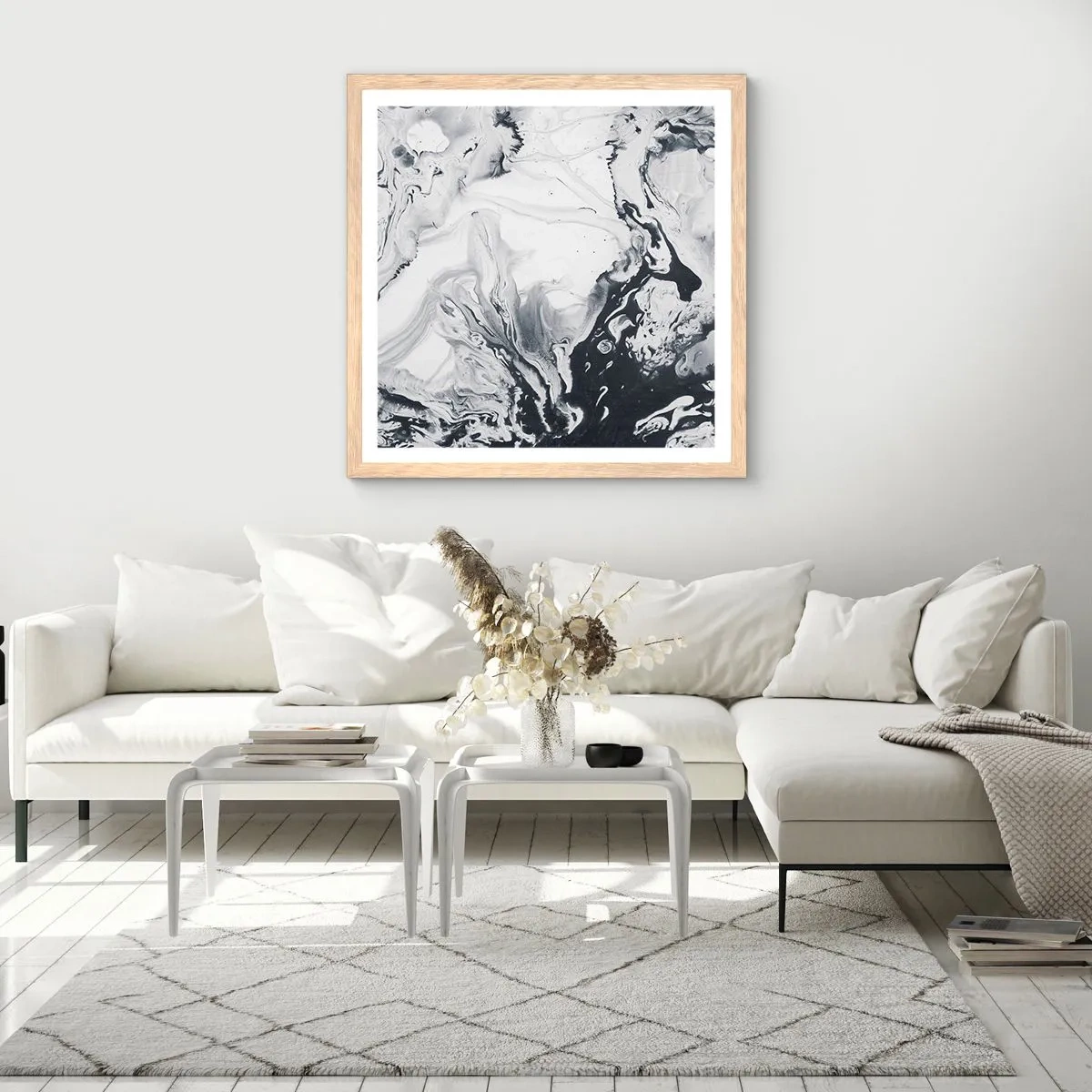 Plakat i ramme af lyst egetræ - Jordens indre - 30x30 cm