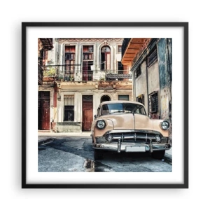 Plakat i sort ramme - Siesta i Havana - 50x50 cm