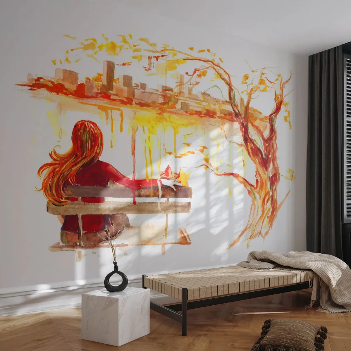 Fototapet Standard Eco - Et øjeblik til eftertanke - Landskab, By, Arkitektur - 200x140 cm