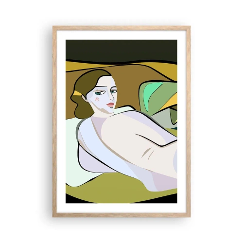 Plakat i ramme af lyst egetræ - Intimt portræt - 50x70 cm