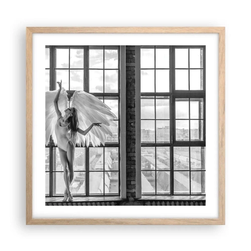 Plakat i ramme af lyst egetræ - Englenes by? - 50x50 cm