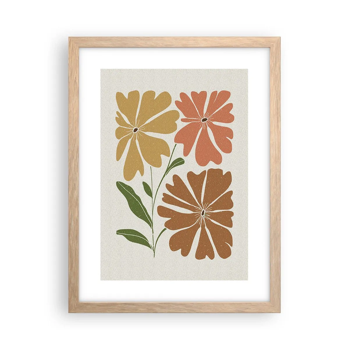 Plakat i ramme af lyst egetræ - Natur og geometri - 30x40 cm