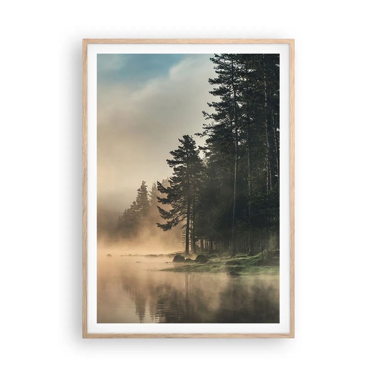 Plakat i ramme af lyst egetræ - En dags fødsel - 70x100 cm