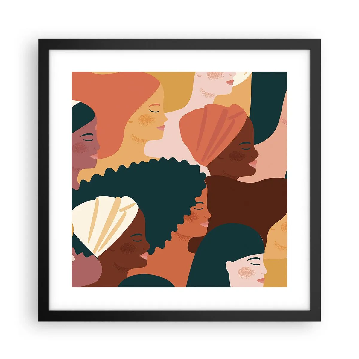 Plakat i sort ramme - Kun kvindelighed - 40x40 cm